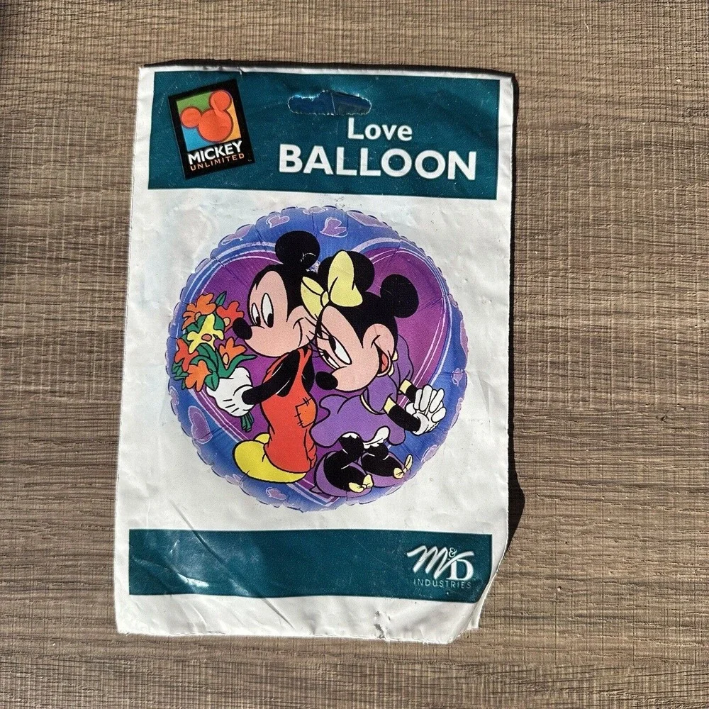 Vtg Mickey Unlimited Mickey Minnie Mouse I Love You Character Balloon Helium Nos